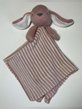 Carters Bunny Lovey 14" Security Blanket Knit Pink Mauve Stripes 2022.